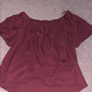 Burgundy off the shoulder shirt